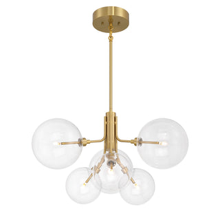 6-Light Chandelier in Natural Brass