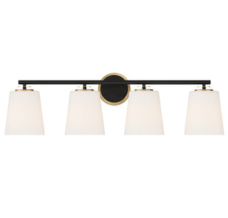 4-Light Bathroom Vanity Light in Matte Black and Natural Brass