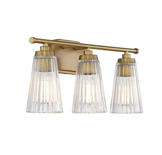 Chantilly 3-Light Bathroom Vanity Light in Warm Brass