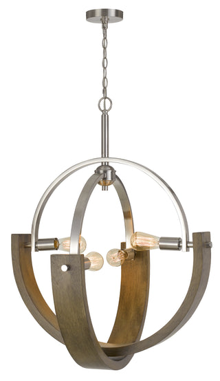 60W X 4 Rauma Metal/Wood Chandelier (Edison Bulbs Are Not Included)