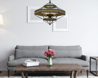 Alicante 60W X 6 Pine Wood/Metal Chandelier  (Edison Bulbs Not Included)