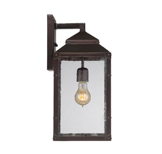 Brennan 1-Light Outdoor Wall Lantern in English Bronze with Gold