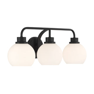 3-Light Bathroom Vanity Light in Matte Black