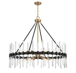 Santiago 12-Light Chandelier in Matte Black with Warm Brass Accents