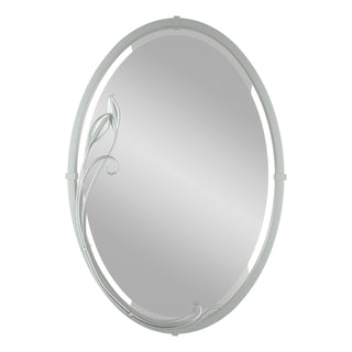 Beveled Oval Mirror with Leaf