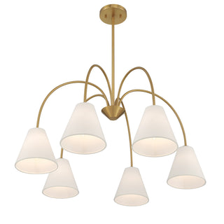 6-Light Chandelier in Natural Brass