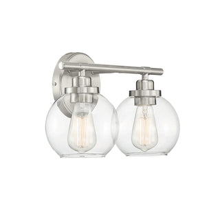 Carson 2-Light Bathroom Vanity Light in Satin Nickel