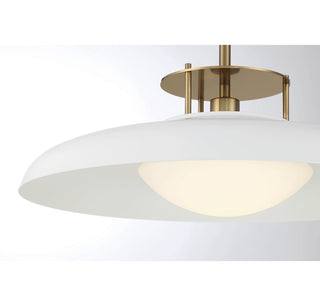 Gavin 1-Light Pendant in White with Warm Brass Accents