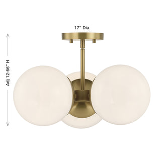 Turin 3-Light Chandelier in Warm Brass by Dann Foley