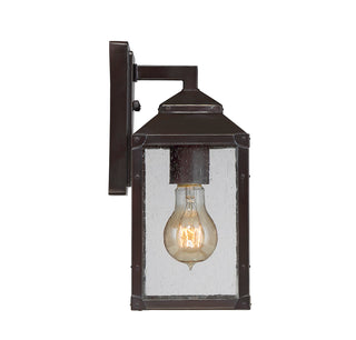 Brennan 1-Light Outdoor Wall Lantern in English Bronze with Gold