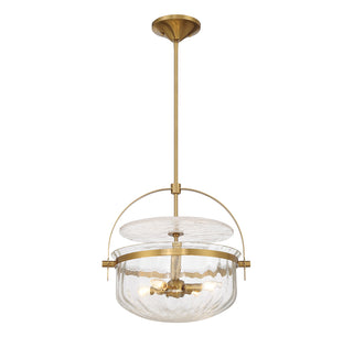 Denmar 4-Light Convertible Semi-Flush or Pendant in Warm Brass