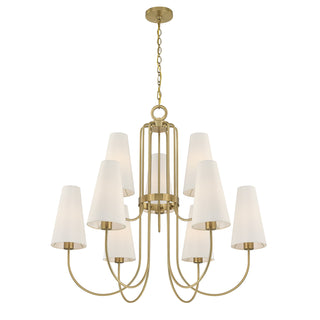 Wilkes 9-Light Chandelier in Warm Brass by Dann Foley