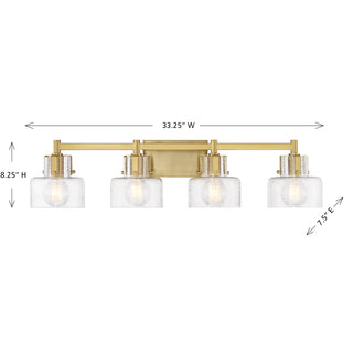 Dover 4-Light Bathroom Vanity Light in Warm Brass