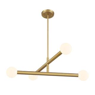 4-Light Chandelier in Natural Brass