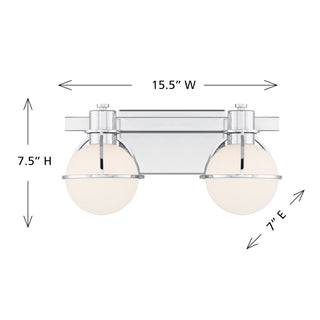 Pierce 2-Light Bathroom Vanity Light in Chrome