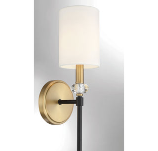 Tivoli 1-Light Wall Sconce in Matte Black with Warm Brass Accents