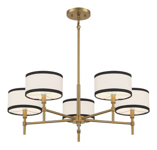 5-Light Chandelier in Natural Brass