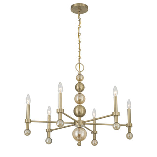 Crescent 6-Light Chandelier in Noble Brass