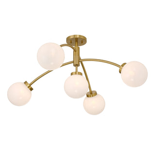 Redfield 5-Light Semi-Flush in Warm Brass