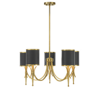Quincy 5-Light Chandelier in Matte Black with Warm Brass Accents