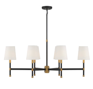 Brody 6-Light Linear Chandelier in Matte Black with Warm Brass Accents