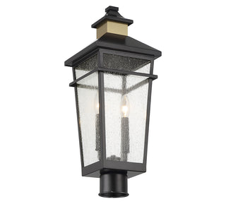 Kingsley 2-Light Outdoor Post Lantern in Matte Black with Warm Brass Accents