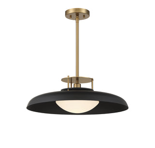 Gavin 1-Light Pendant in Matte Black with Warm Brass Accents