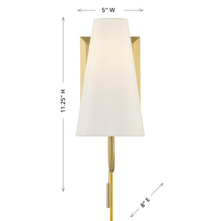 Wilkes 1-Light Wall Sconce in Warm Brass by Dann Foley