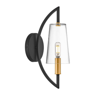 Hanley 1-Light Wall Sconce in Matte Black and Warm Brass