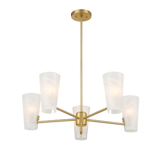 5-Light Chandelier in Natural Brass
