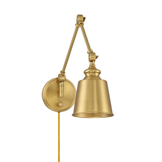 1-Light Adjustable Wall Sconce in Natural Brass (Set of 2)