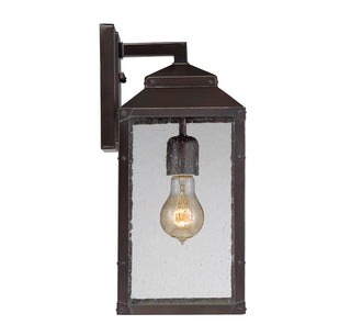 Brennan 1-Light Outdoor Wall Lantern in English Bronze with Gold