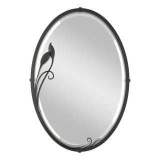 Beveled Oval Mirror with Leaf