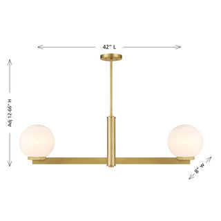 2-Light Linear Chandelier in Natural Brass