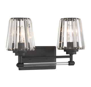 Garnet 2-Light Bathroom Vanity Light in Matte Black