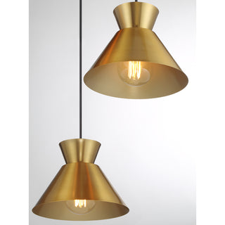 3-Light Multi-Point Chandelier in Natural Brass