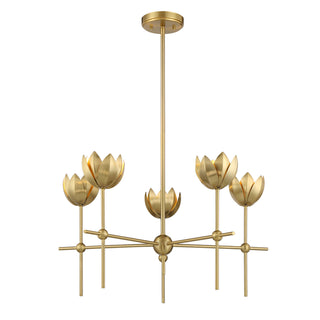5-Light Chandelier in Natural Brass