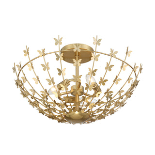 Birch 3-Light Ceiling Light in Burnished Brass
