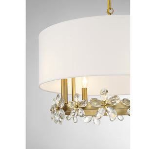 Dahlia 4-Light Pendant in Warm Brass