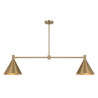 Pharos 2-Light Linear Chandelier in Noble Brass by Breegan Jane