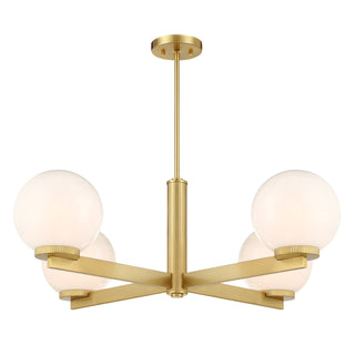4-Light Chandelier in Natural Brass