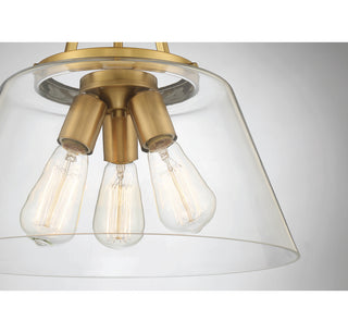 Calhoun 3-Light Pendant in Warm Brass