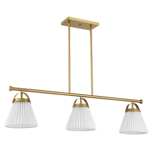 3-Light Linear Chandelier in Natural Brass