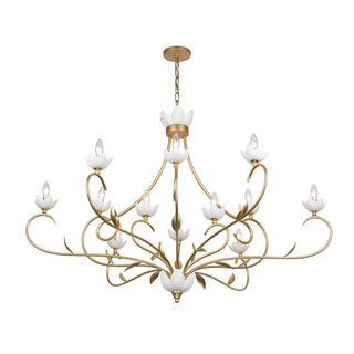Muse 12-Light Chandelier in French Gold and White Cashmere by Breegan Jane
