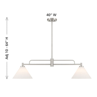 2-Light Linear Chandelier in Brushed Nickel