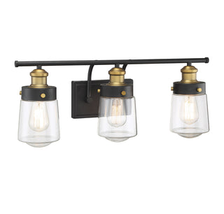 Macauley 3-Light Bathroom Vanity Light in Vintage Black with Warm Brass