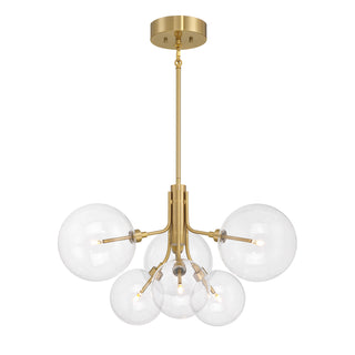 6-Light Chandelier in Natural Brass