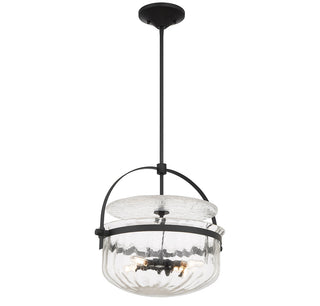 Denmar 4-Light Convertible Semi-Flush or Pendant in Matte Black
