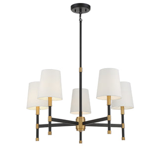 Brody 5-Light Chandelier in Matte Black with Warm Brass Accents