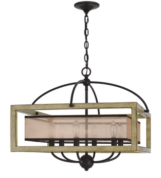 Palencia Rubber Wood Square Chandelier With Organza Shade